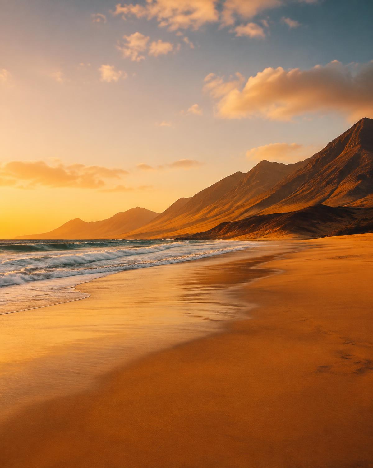 Plage de Cofete au coucher du soleil